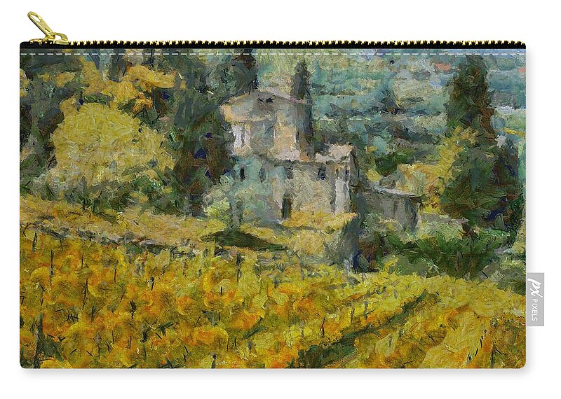 Landscapes Zip Pouch featuring the painting Chianti Vineyard by Dragica Micki Fortuna