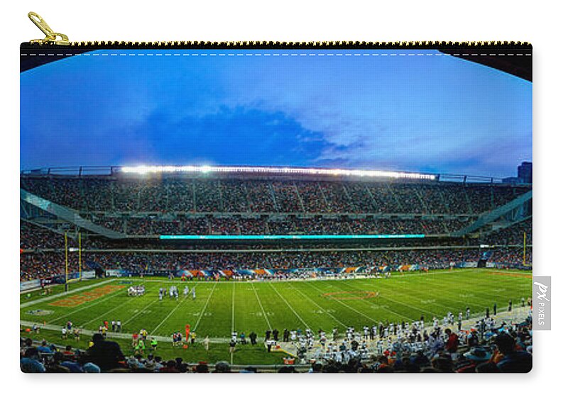 Soldier Zip Pouch featuring the photograph Chicago Bears At Soldier Field by Steve Gadomski