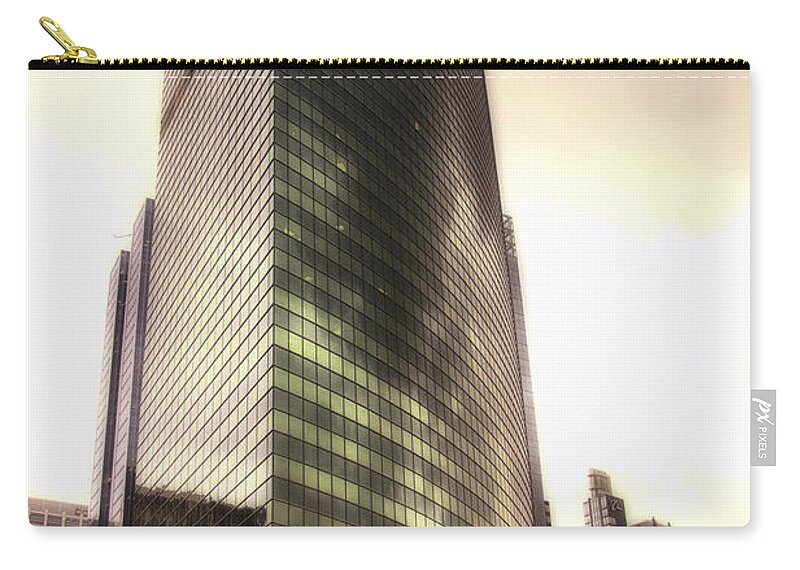 Chicago Zip Pouch featuring the photograph Chicago Facade 333 W Wacker HDR by Thomas Woolworth