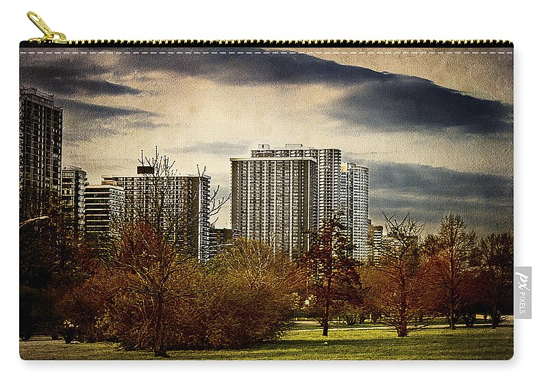 Trees Zip Pouch featuring the photograph Chicago Neighborhood by Milena Ilieva