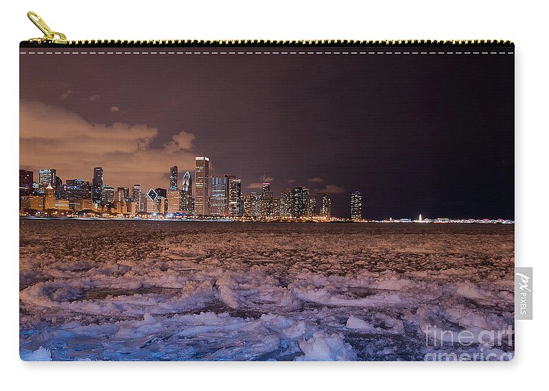 Lake Shore Drive Zip Pouch featuring the photograph Chicago night skyline by Dejan Jovanovic