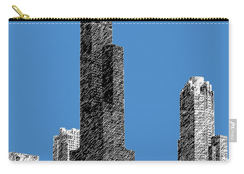 Architecture Carry-all Pouch featuring the digital art Chicago Sears Tower - Slate by DB Artist