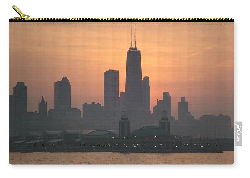 Chicago Zip Pouch featuring the photograph Chicago Sunset by K Conway