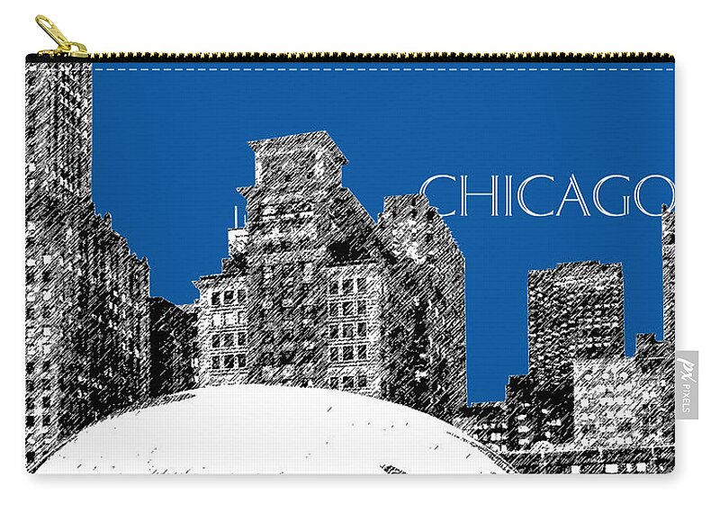 Architecture Zip Pouch featuring the digital art Chicago The Bean - Royal Blue by DB Artist