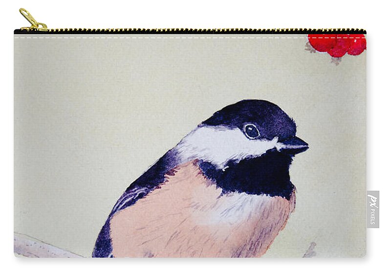 Chickadee Carry-all Pouch featuring the painting Chickadee by Laurel Best