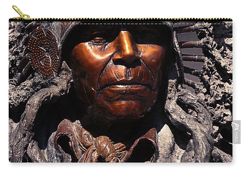 First Nation Zip Pouch featuring the photograph Chief Crowchild by Maria Angelica Maira