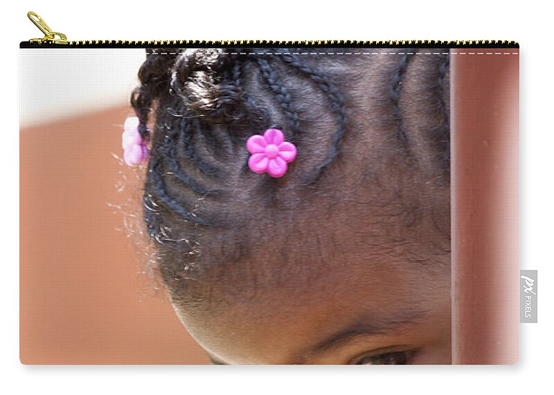 Girl Zip Pouch featuring the photograph Childlike Curiosity by Heiko Koehrer-Wagner