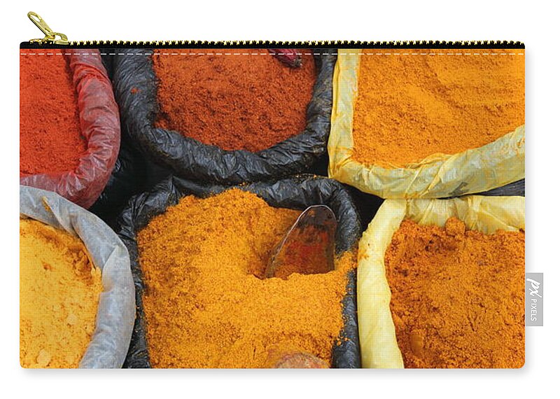 Markets Zip Pouch featuring the photograph Chilli powders 3 by James Brunker
