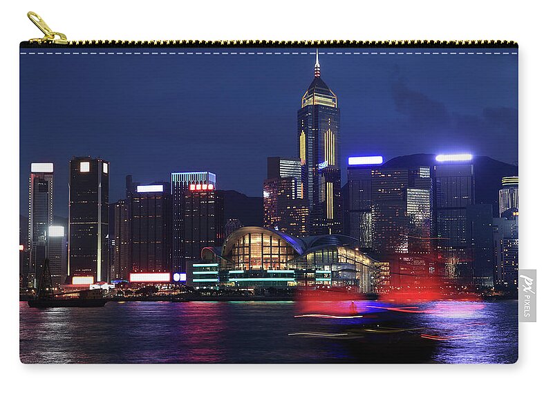 New Territories Zip Pouch featuring the photograph China Hongkong Night by Real444