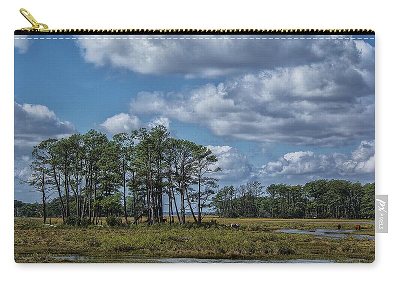Ponies Zip Pouch featuring the photograph Chincoteague Ponies by Erika Fawcett