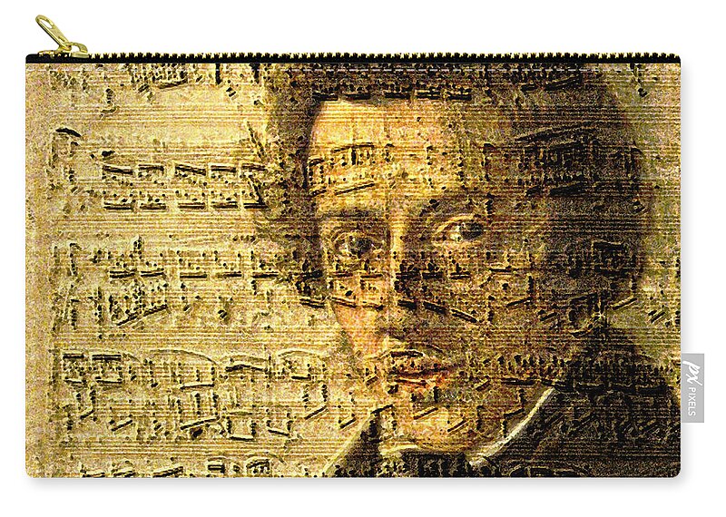 Classical Music Zip Pouch featuring the digital art Frederic Chopin by John Vincent Palozzi