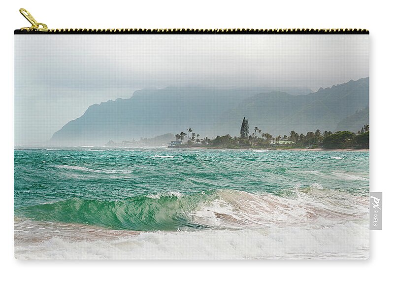 Scenics Zip Pouch featuring the photograph Choppy Waters Off The North Coast Of by Stuart Mccall