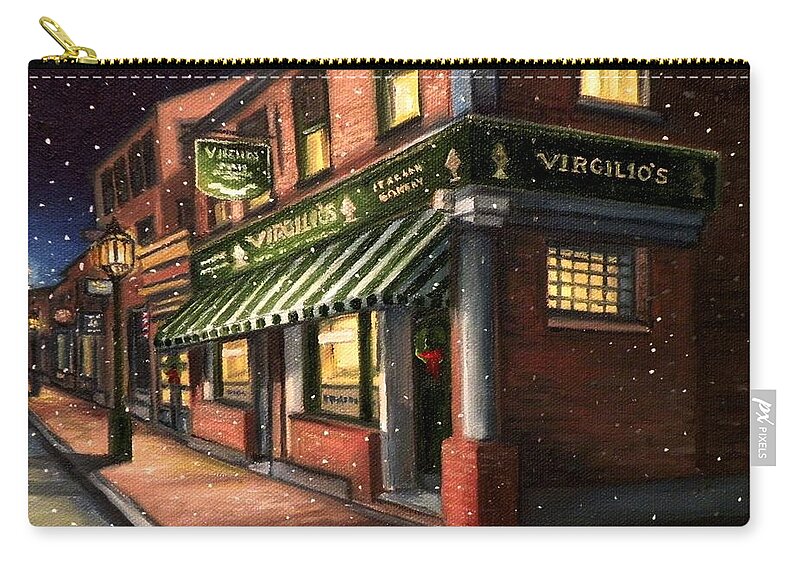 Gloucester Zip Pouch featuring the painting Christmas At Virgilios by Eileen Patten Oliver