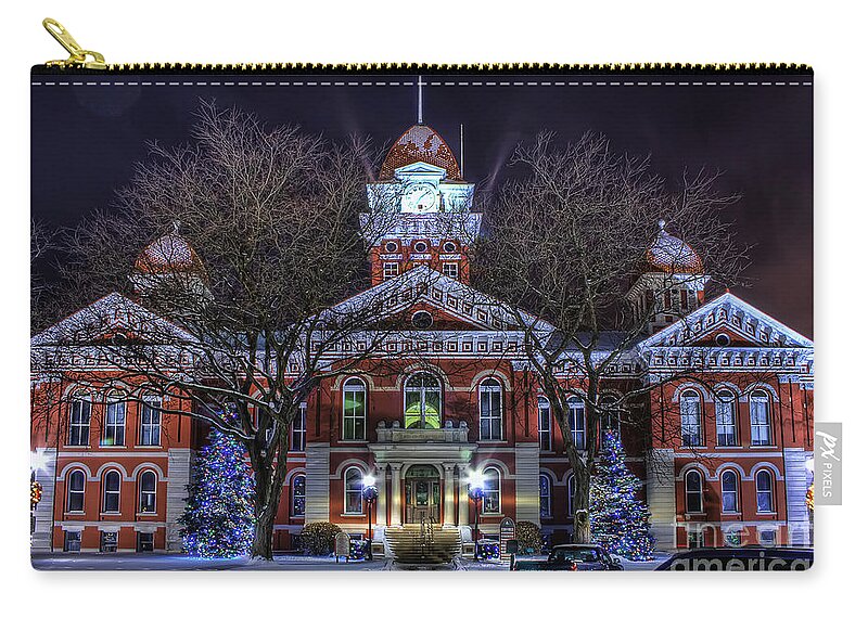 Courthouse Zip Pouch featuring the photograph Christmas Courthouse by Scott Wood