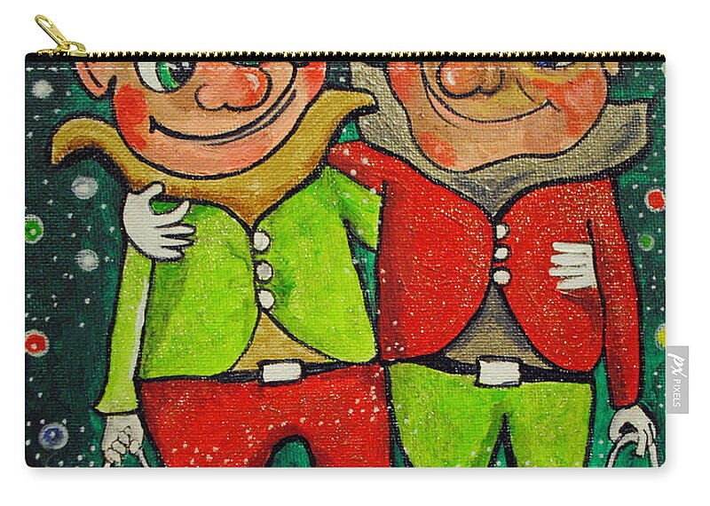Christmas Carry-all Pouch featuring the painting Christmas Elves by Patricia Arroyo