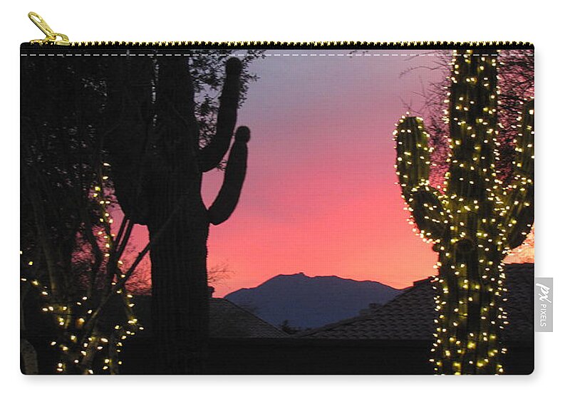Christmas Lights Zip Pouch featuring the photograph Christmas In Arizona by Marilyn Smith