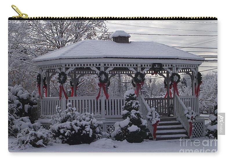 Gazebo Zip Pouch featuring the photograph Christmas in Connecticut by Michelle Welles