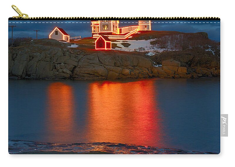 Lighthouse Zip Pouch featuring the photograph Christmas Nubble by Steven Ralser