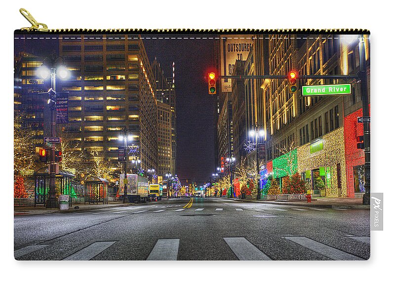 King Kong Zip Pouch featuring the photograph Christmas on Woodward by Nicholas Grunas
