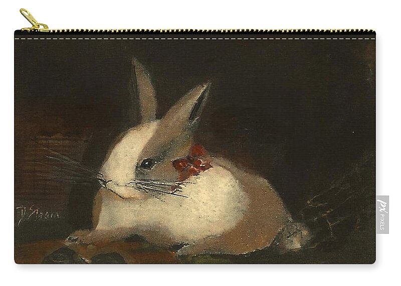 Fine Art America.com Carry-all Pouch featuring the painting Christmas Rabbit by Diane Strain