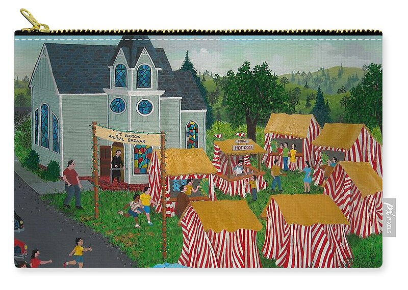 Church Zip Pouch featuring the painting Church Bazaar by Robert Logrippo
