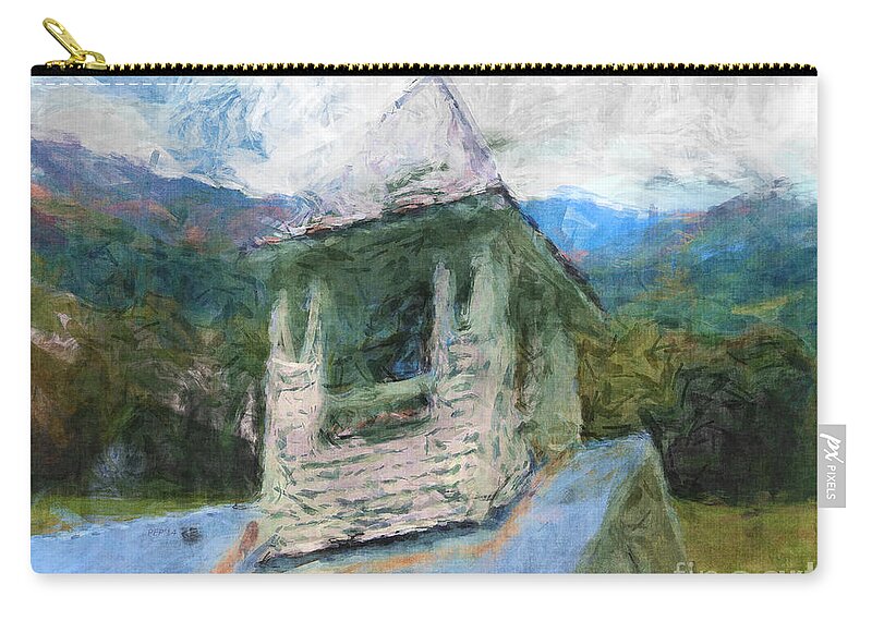 Church Zip Pouch featuring the digital art Church In The Mountains by Phil Perkins