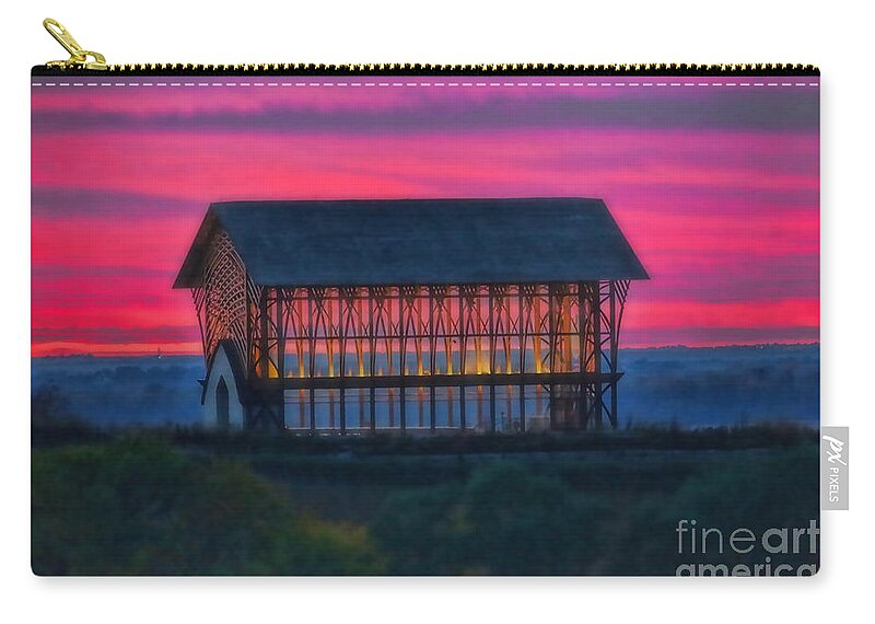 Sunset Glow Zip Pouch featuring the photograph Church on the Hill by Elizabeth Winter