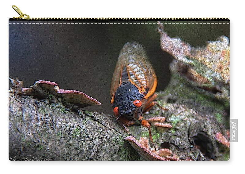 Cicada Zip Pouch featuring the photograph Cicada - the Red-eyed Monster by Yvonne Wright