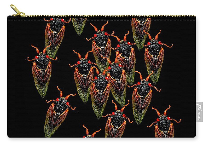 Cicadas Zip Pouch featuring the digital art Cicadas by R Allen Swezey