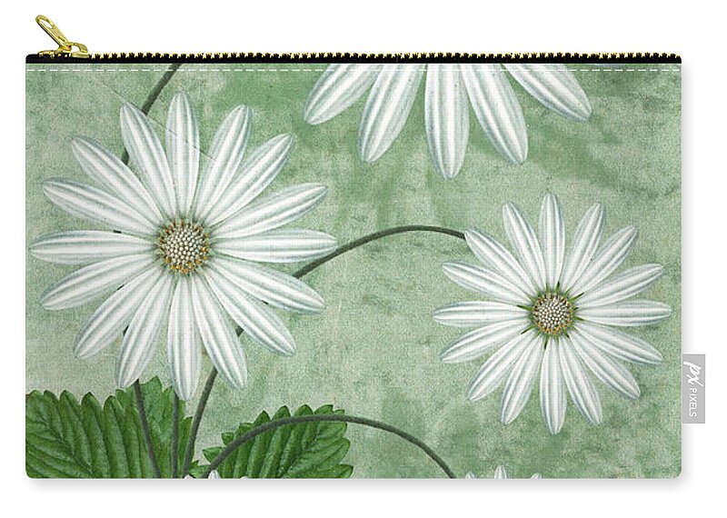 Abstract Flowers Zip Pouch featuring the digital art Cinco by John Edwards