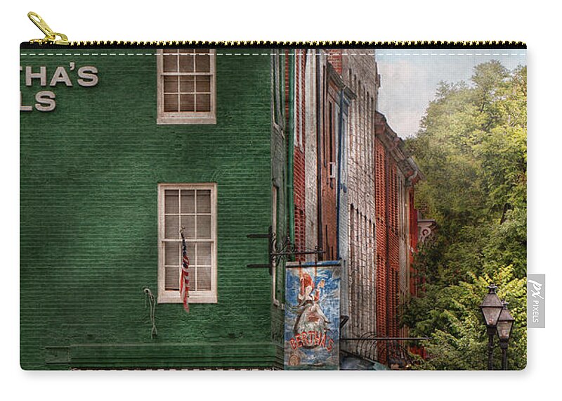 Baltimore Zip Pouch featuring the photograph City - Baltimore - Fells Point MD - Bertha's and The Greene Turtle by Mike Savad