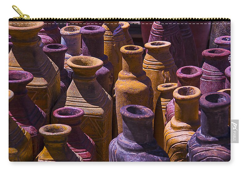 Clay Zip Pouch featuring the photograph Clay Vases by Garry Gay