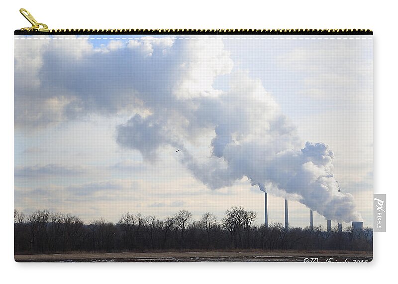 Clean Stacks Miami Fort Power Station Zip Pouch featuring the photograph Clean Stacks by PJQandFriends Photography