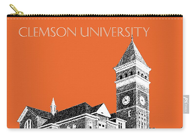 University Zip Pouch featuring the digital art Clemson University - Coral by DB Artist