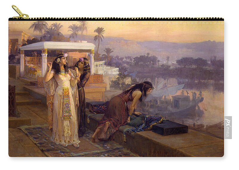 Frederick Arthur Bridgman Zip Pouch featuring the painting Cleopatra on the Terraces of Philae by Frederick Arthur Bridgman