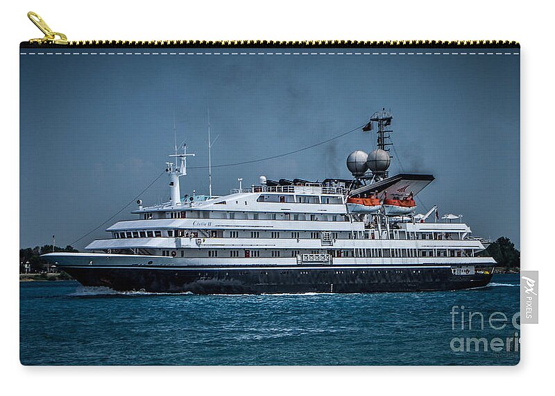 Ship. White Zip Pouch featuring the photograph Cletia II by Ronald Grogan