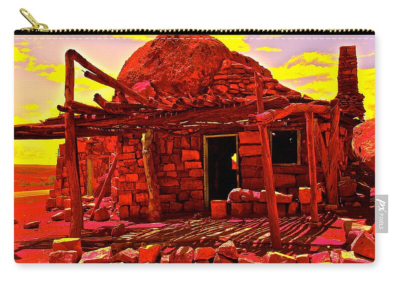 Abstract Zip Pouch featuring the photograph Cliff Dwellers in red by Jim Hogg