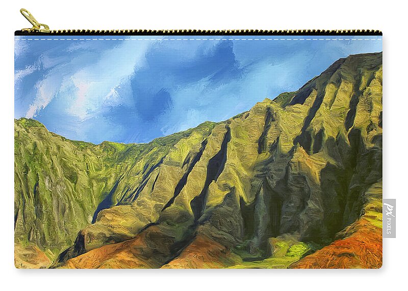 Cliffs Zip Pouch featuring the painting Cliffs on the Na Pali Coast by Dominic Piperata