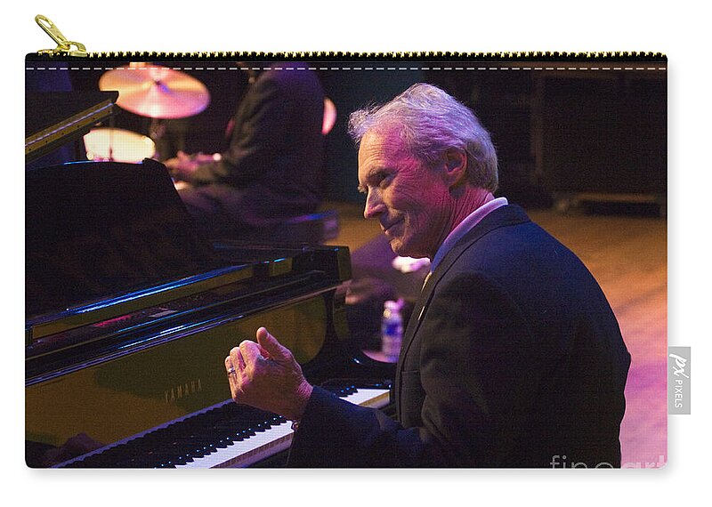 Craig Lovell Zip Pouch featuring the photograph Clint Eastwood on Piano in Monterey by Craig Lovell