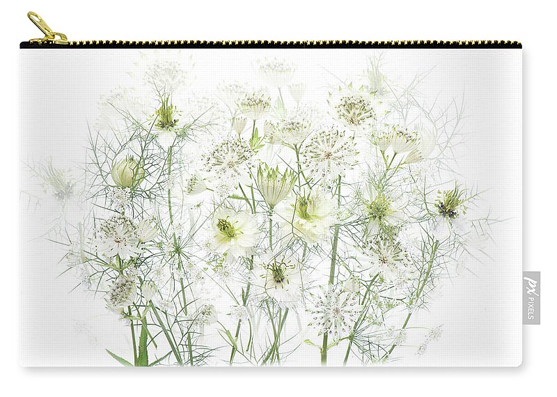 Flowerbed Zip Pouch featuring the photograph Close-up, High-key Image Or White by Jacky Parker Photography