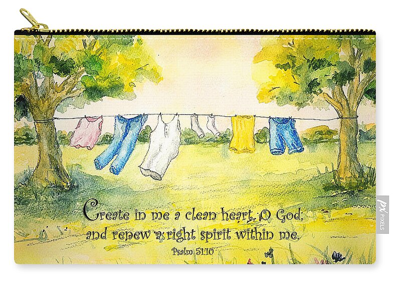 Spring Zip Pouch featuring the painting Clothesline Psalm 51 by Janis Lee Colon