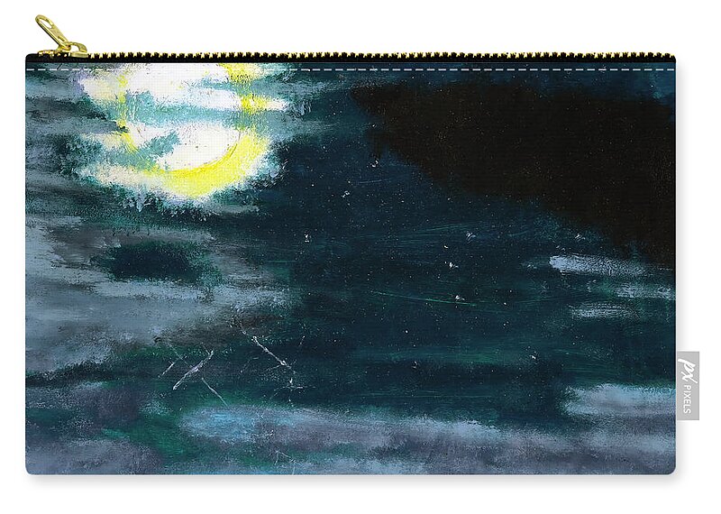 Moon Zip Pouch featuring the painting Cloudy Night Sky by Shawn Dall