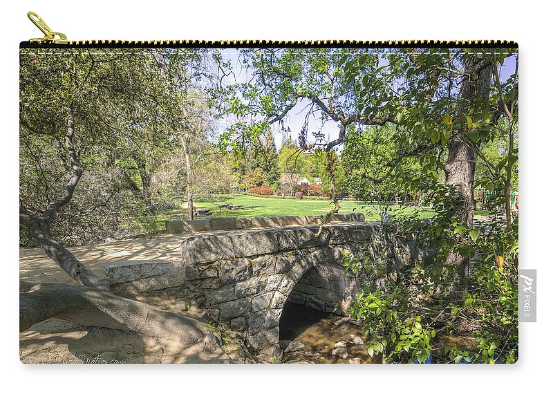 Historic Sites Zip Pouch featuring the photograph Clover Valley Park Bridge by Jim Thompson