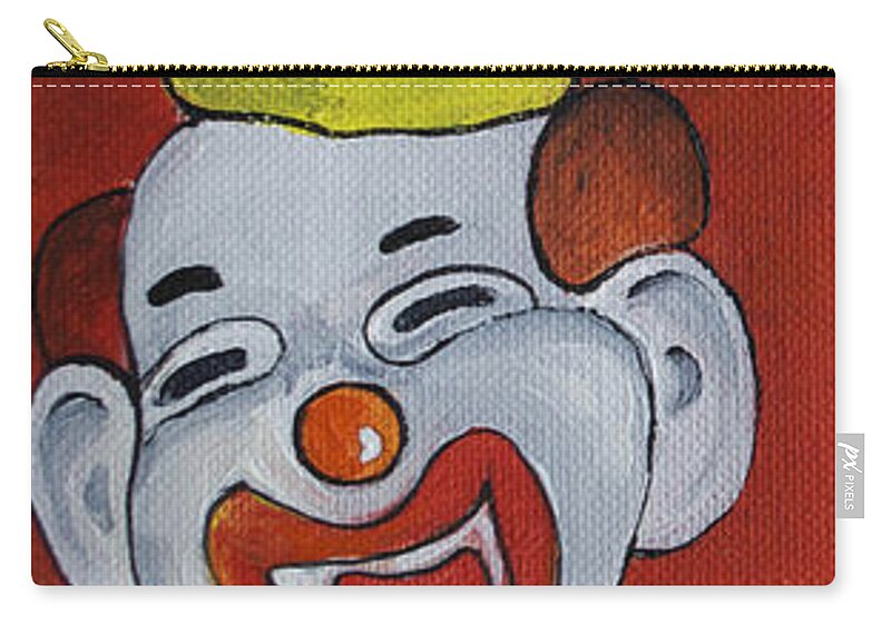Clowns Zip Pouch featuring the painting Clown with Blue Balloon by Patricia Arroyo