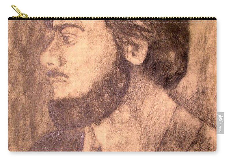 Clyde Zip Pouch featuring the drawing Pensive Clyde by Kendall Kessler