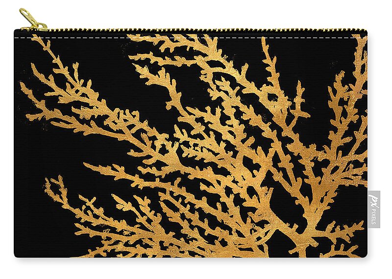 Coastal Carry-all Pouch featuring the painting Coastal Coral On Black I by Lanie Loreth