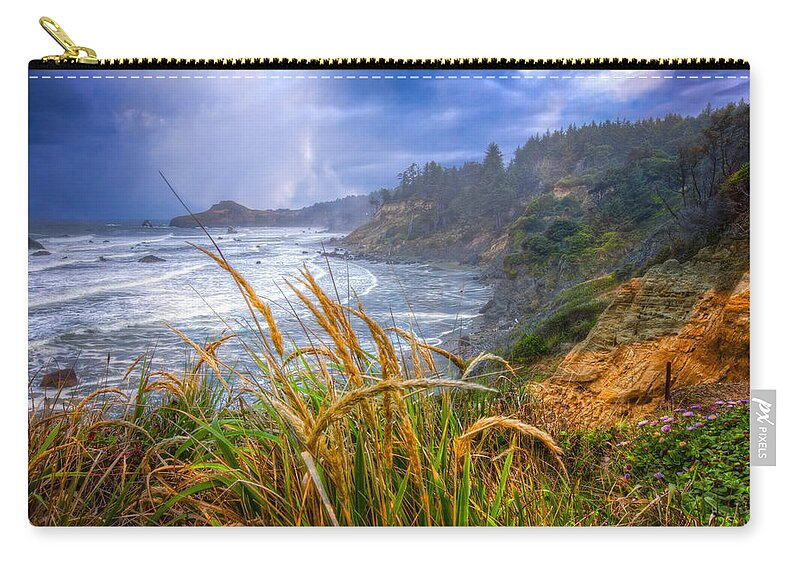 Clouds Zip Pouch featuring the photograph Coastal Oregon by Debra and Dave Vanderlaan