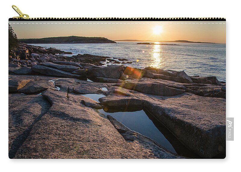 Acadia Zip Pouch featuring the photograph Coastal Rays by Kristopher Schoenleber