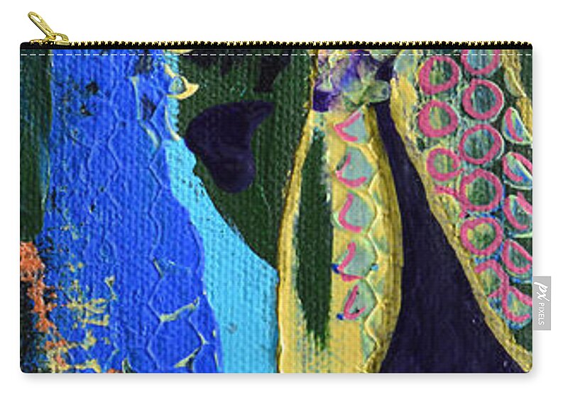 Coat Zip Pouch featuring the painting Coat Of Many Colors by Donna Blackhall