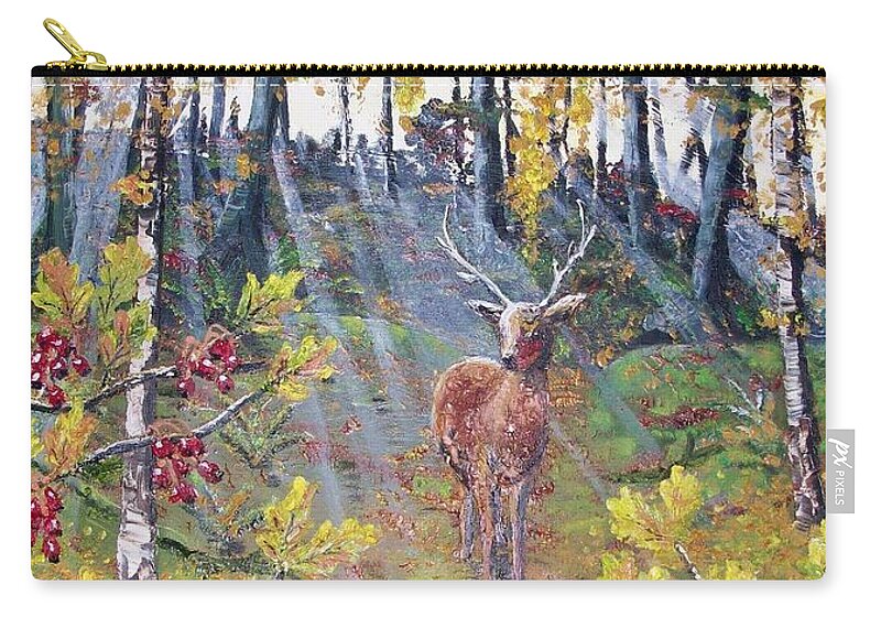 Woodland Zip Pouch featuring the painting Cobnar Woods by Asa Jones